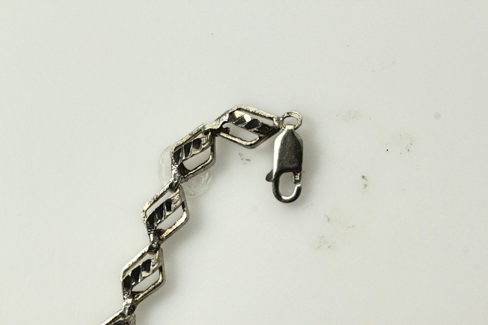925 Sterling Silver 7.5″ Diamond Cut Kite Shaped Link Bracelet (BR3796)