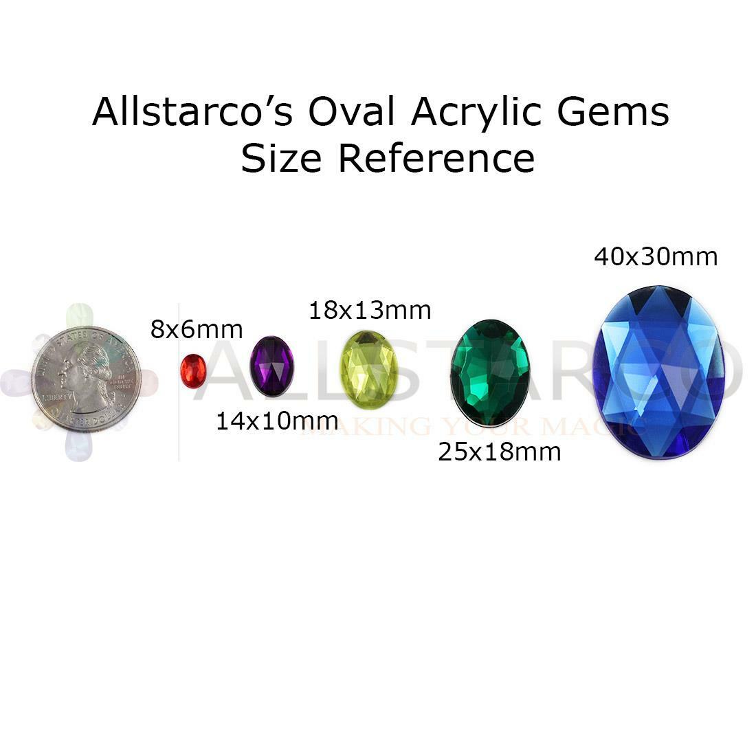25x18mm Flat Back Oval Acrylic Rhinestones Plastic Costume Gem Craft 20 Pcs
