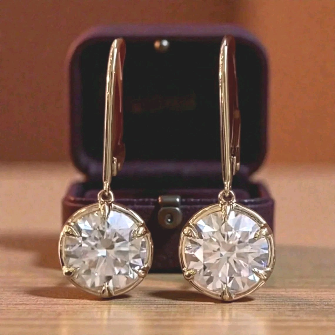 16 Ct Treated Certified White Diamond Solitaire Dangler Earrings In 925 Silver