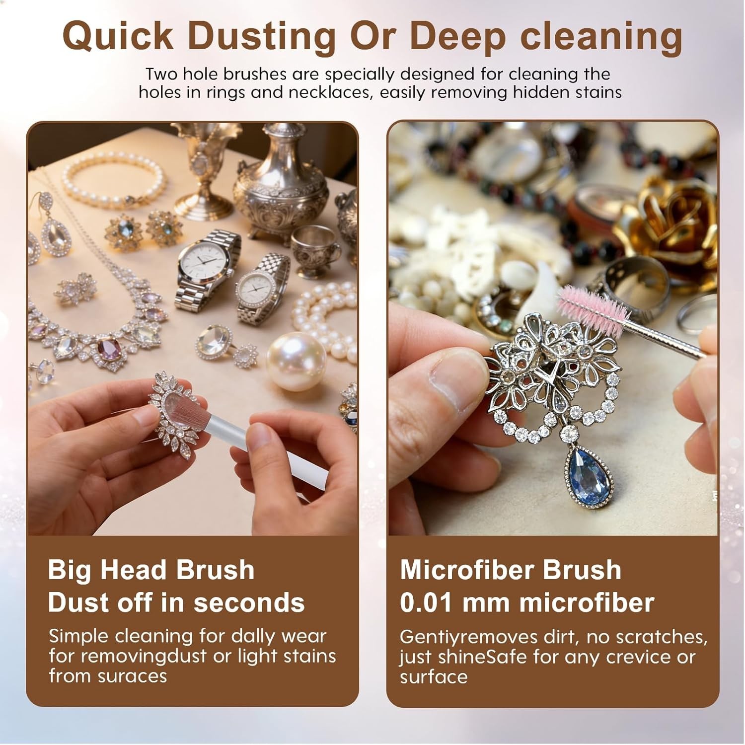 Jewelry Cleaning Kit 24 Pcs Brush Set for Gold Silver Diamond Watch Ring