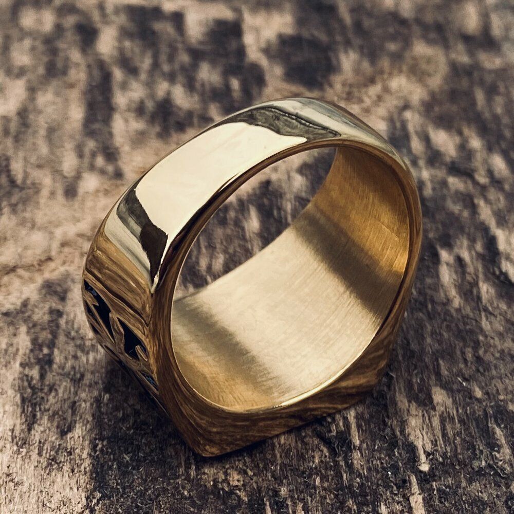 MENDEL Mens Gold Plated Hexagram Star of David Ring Stainless Steel Size 7-15