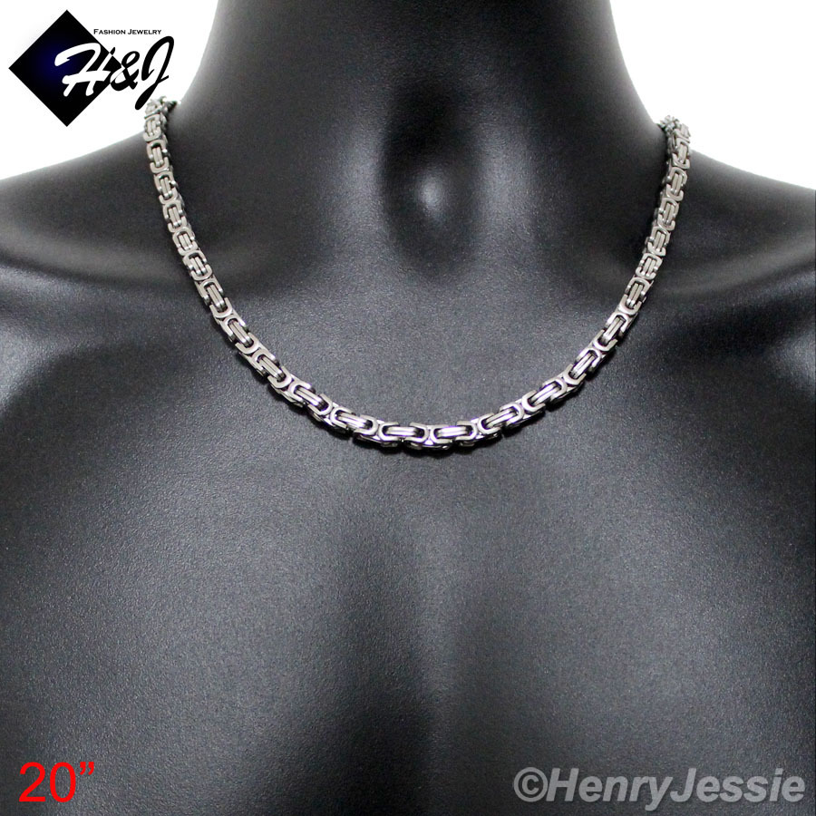 18-40″MEN’s Stainless Steel 6mm Silver Byzantine Box Link Chain Necklace