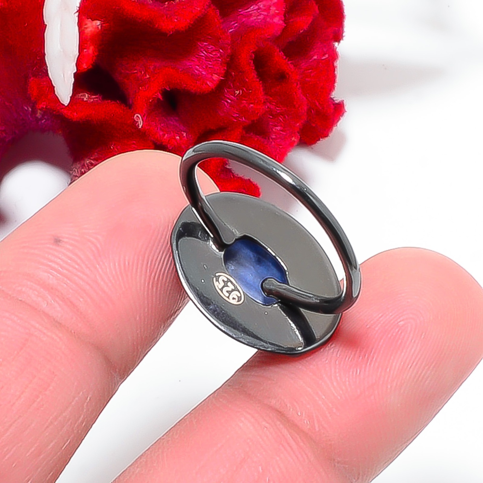 Kyanite – Nepal Black And Gold Plated 925 Sterling Silver Ring S.7.5 R84476
