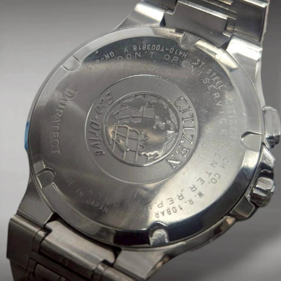 CITIZEN EXCEED H410-T003818 Mens Eco-Drive Radio SS Silver MOP Watch