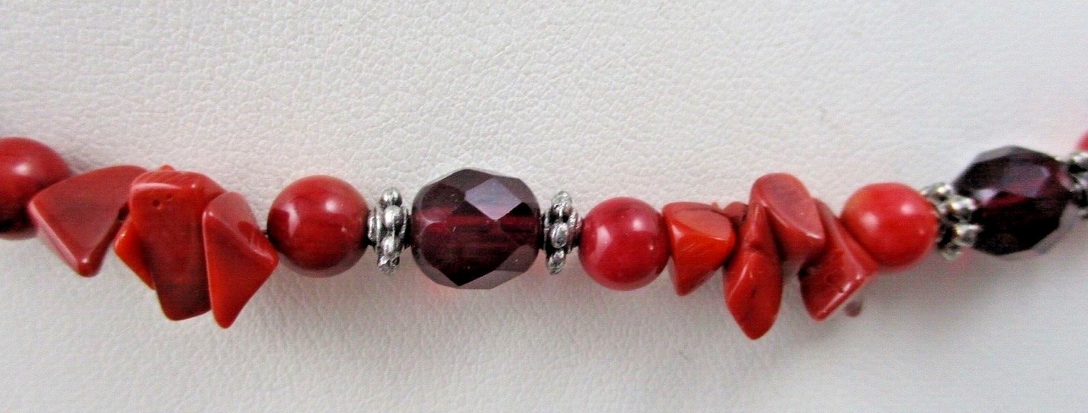 DESIGNER Necklace Sterling Silver & RED CORALR Marlyn Schiff 18′ Long NEW
