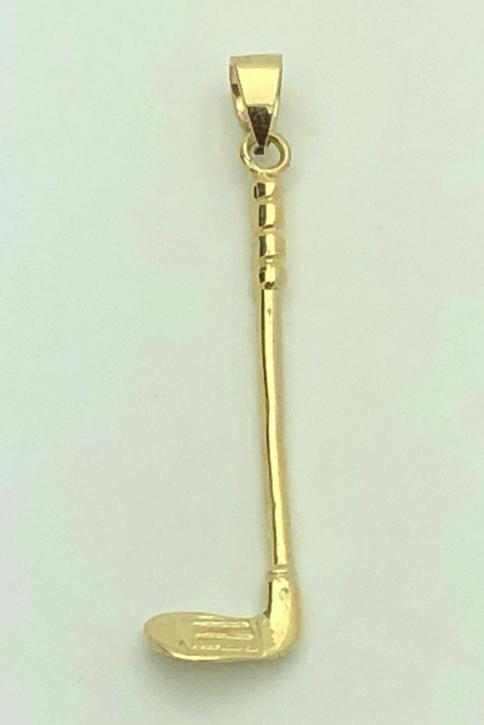 14k Yellow Gold Solid Golf Club Stick Charm Pendant 1.7″ 1.8 grams Medium