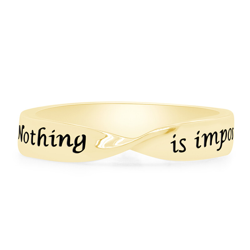 “Nothing is Impossible” Twist Ring in 14k Yellow Gold Plated Sterling Silver