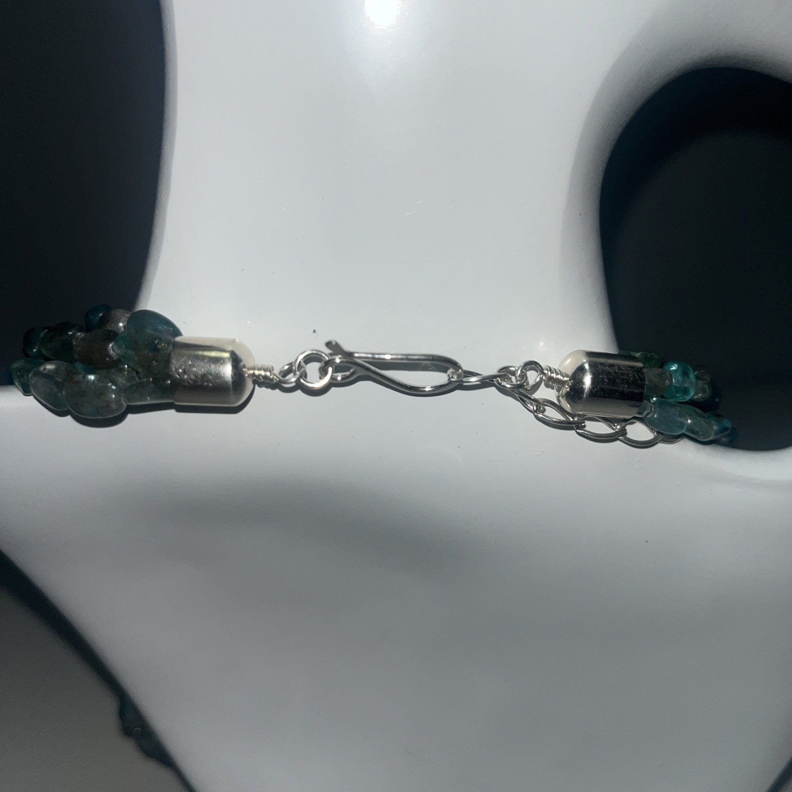 Jay King Mine Finds Blue/Green Apatite 4 Strand 925 Beads 19-22”Necklace NIB