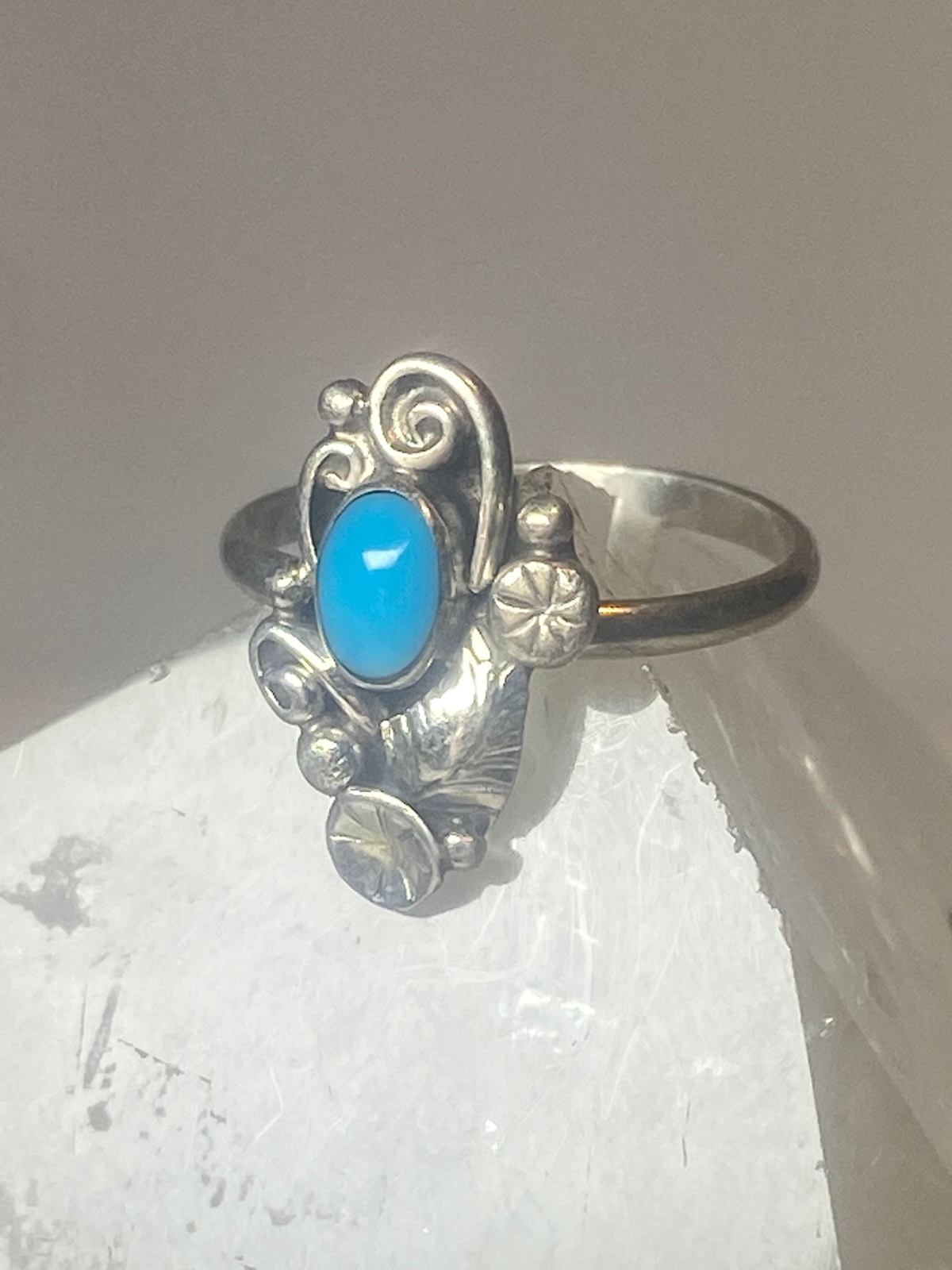 Turquoise ring southwest pinky floral leaves blossom baby children women girls