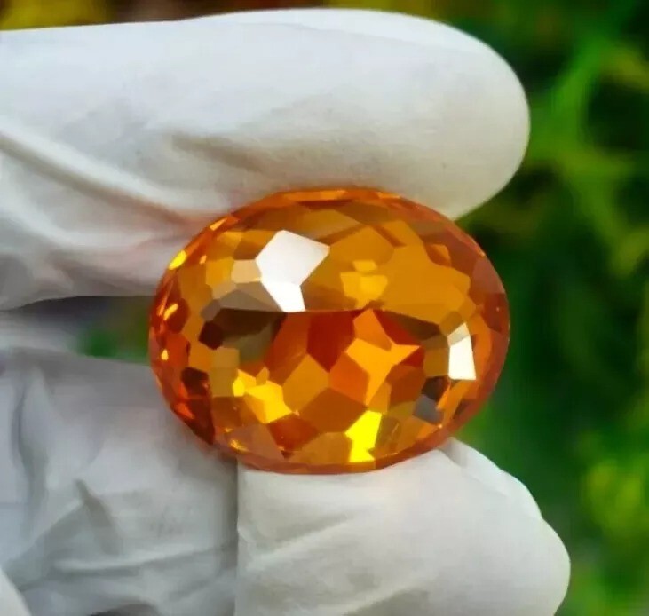 Zircon 90+ Ct Natural Orange EGL Certified Cambodian Oval Cut Loose Gemstone