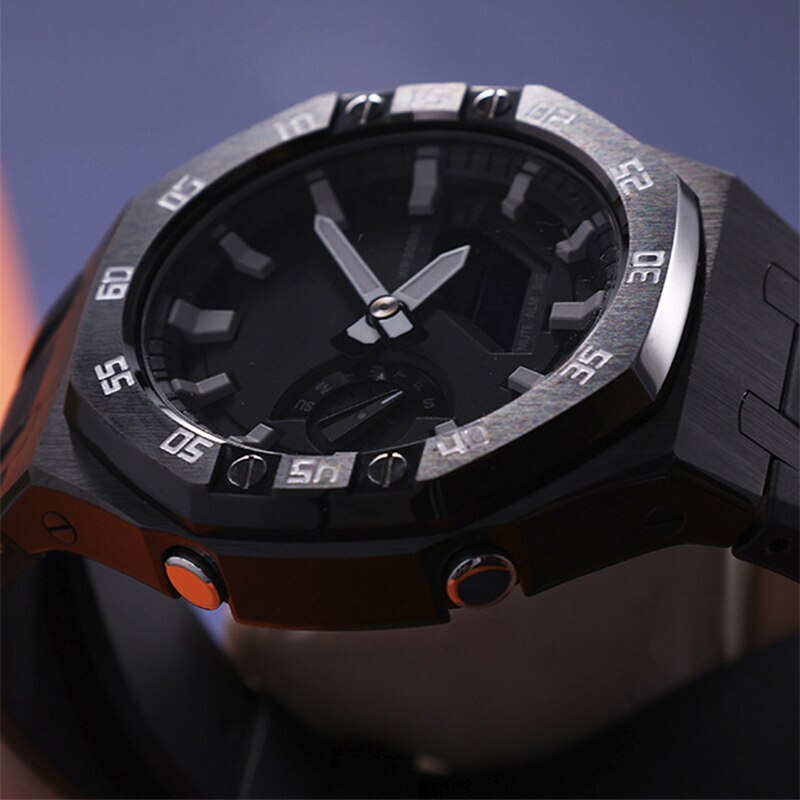 Steel Dial Bezel Mod Kit Case Band for G-Shock GA-2100 GA2110 Metal Rubber Strap