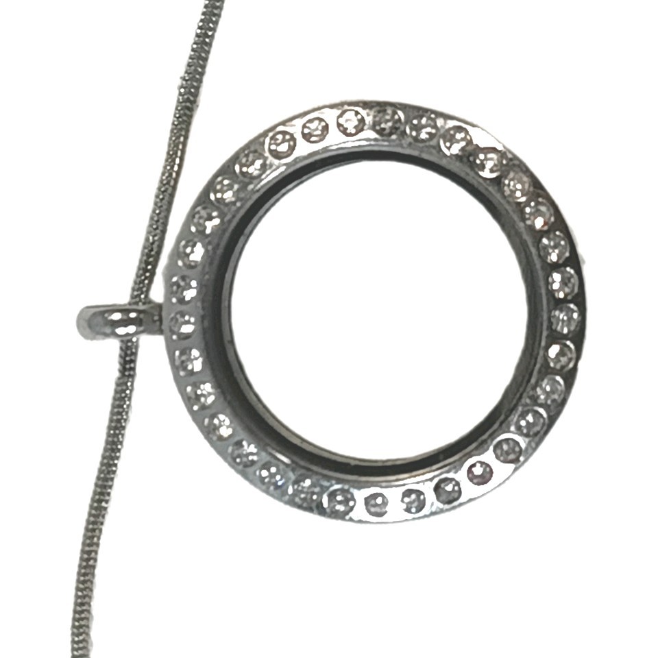 Authentic Origami Owl Rhinestone Living Locket Necklace – Magnetic Side-Hinge