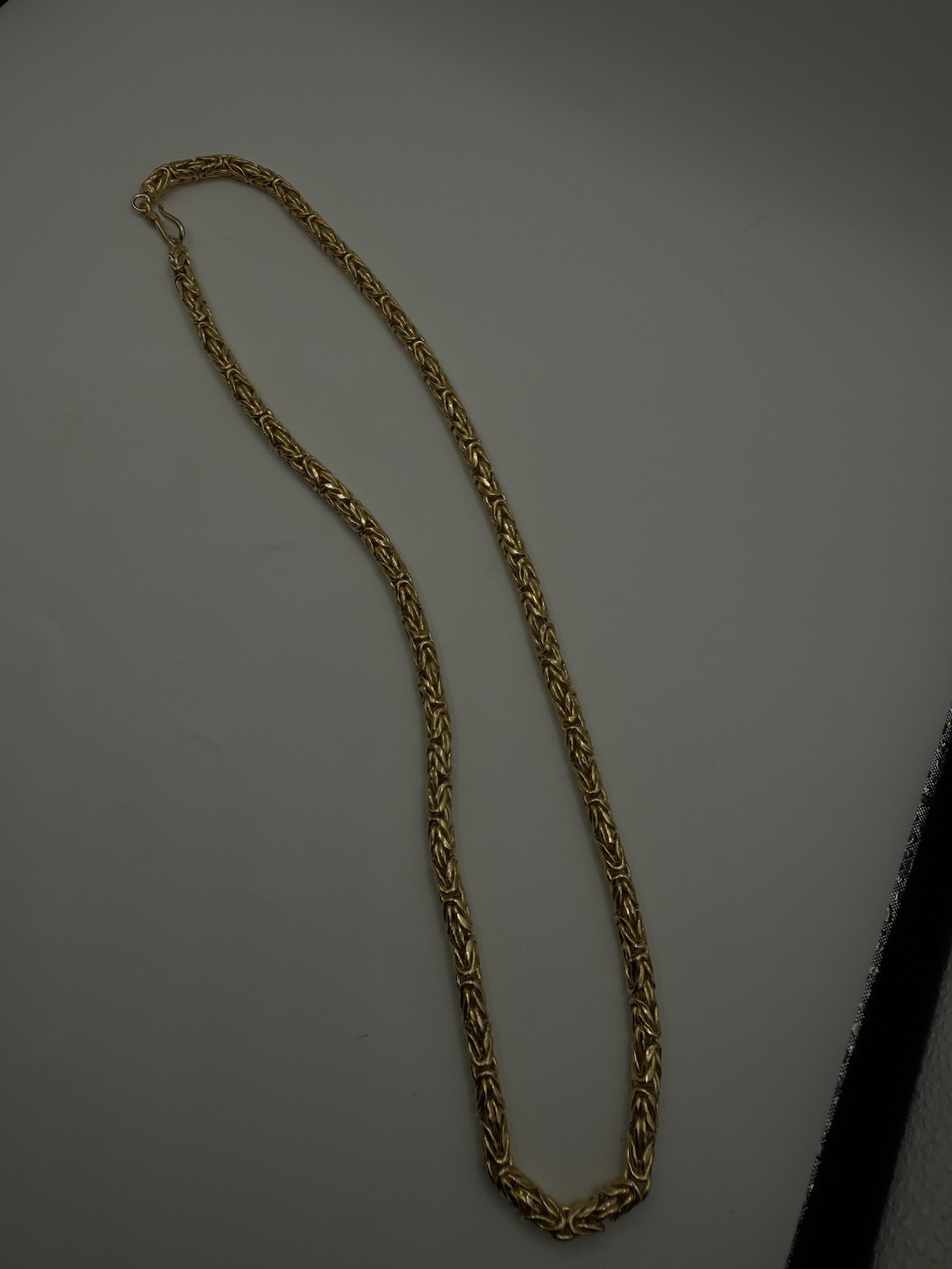 22” 5.2mm Gold Over 925 Sterling Silver Byzantine Chain Necklace Hook Clasp 25g