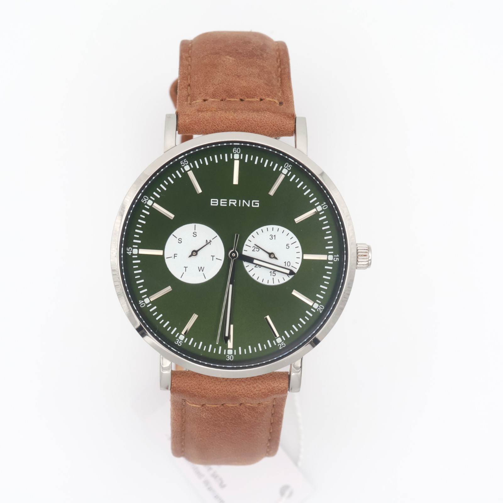 Bering Classic Green Sunray Dial Sapphire Sub Second 40mm Mens Watch 14240-508