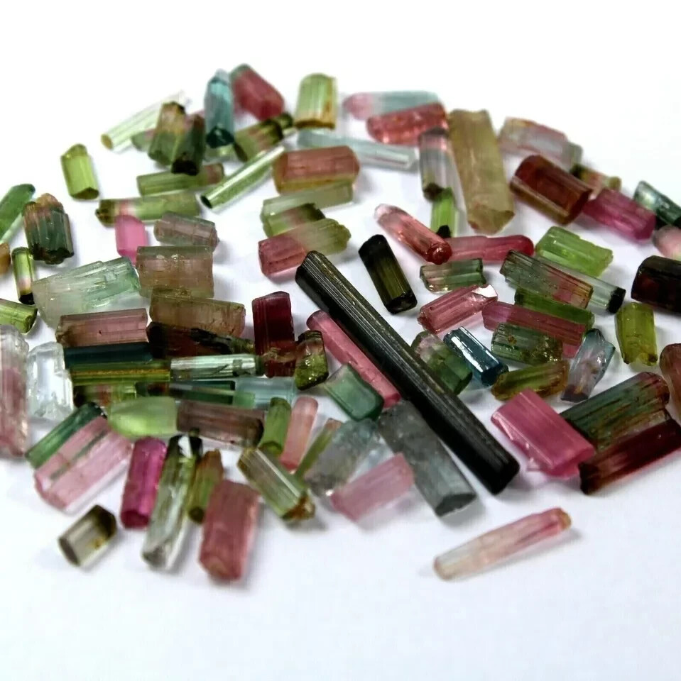 Natural 100 Ct Bi-Color/Multicolor Tourmaline Pencil Rough Lot Loose Gemstone