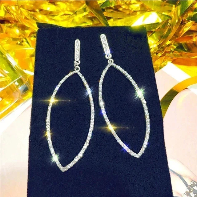 2Ct Round Lab Created Diamond Women’s Leaf Drop Earrings 14K White Gold Plated