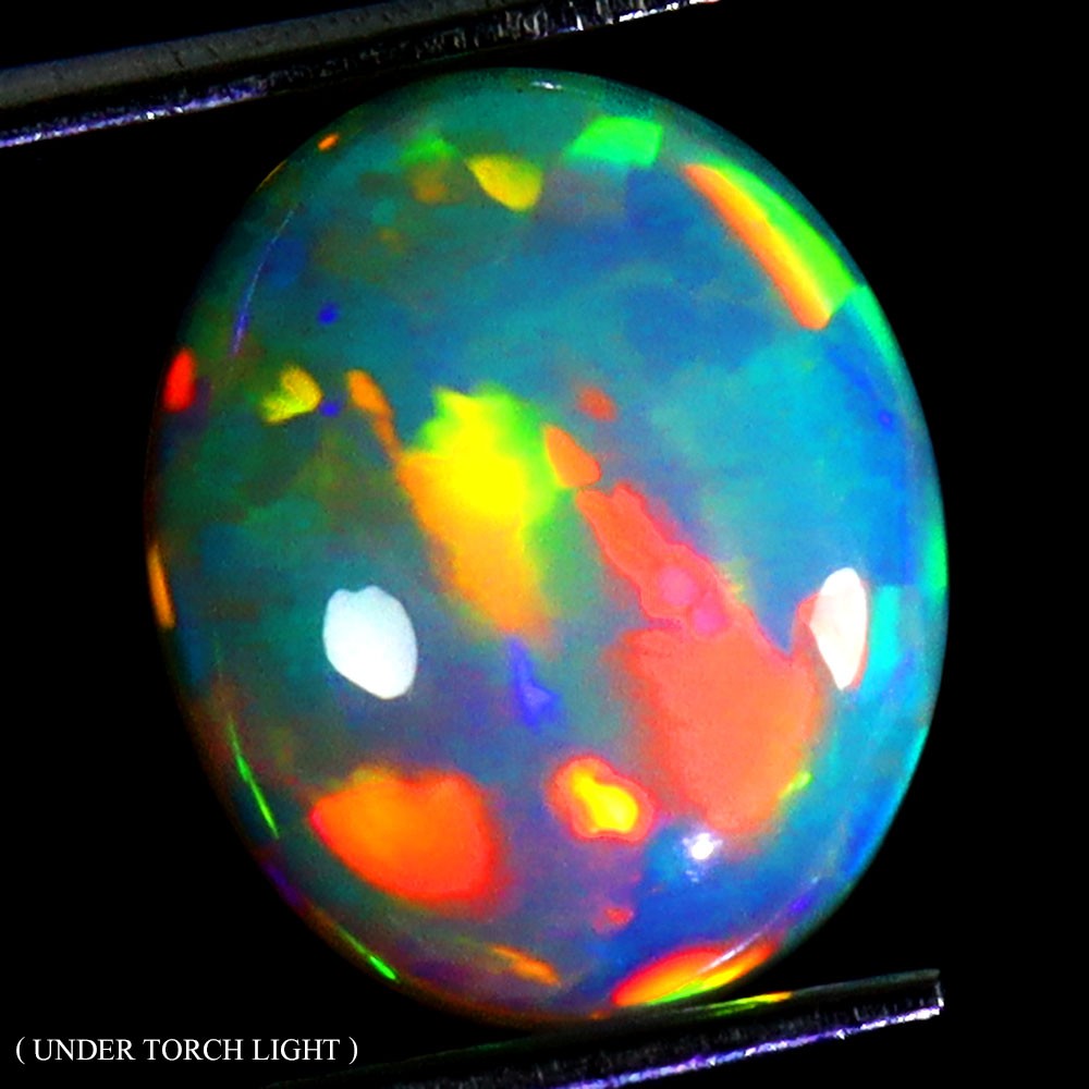 Oval AAA Floral Flash Play Of Color Crystal Fire Opal 3.10ct 12x10mm Gemstone