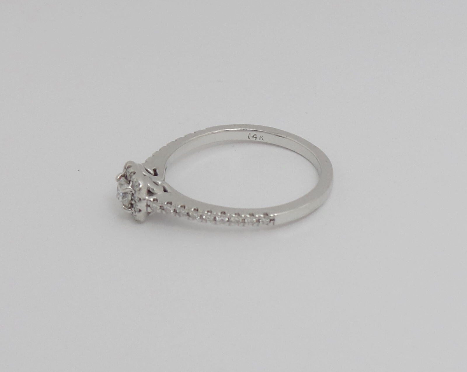 1/2CT Natural Diamond Halo Engagement Wedding Ring Bridal 14K White Gold Band