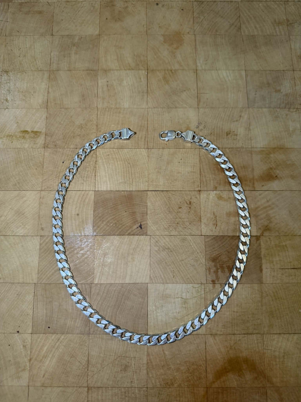 925 Sterling Silver Chunky Flat Curb Link Chain Necklace 51cm 68g