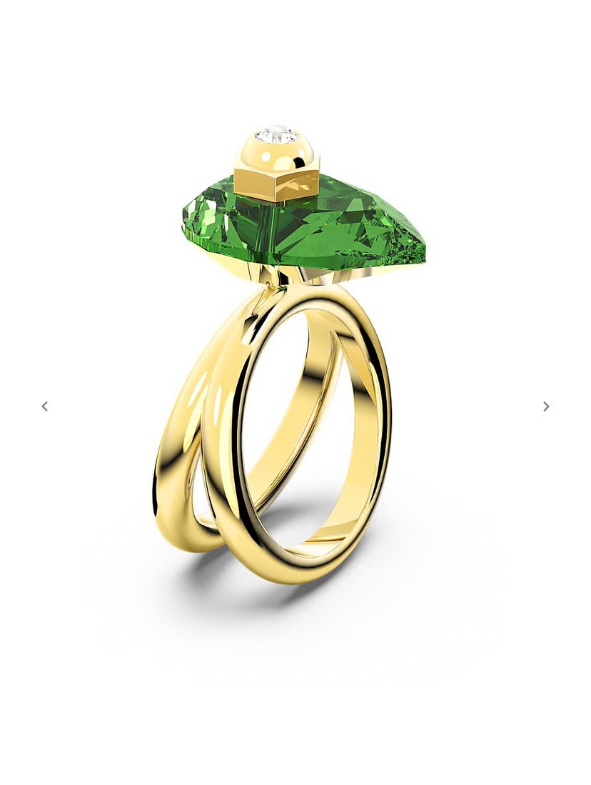 Swarovski Numina Ring Green Pear cut Crystal Gold Tone Plated size 58 new💕❤️