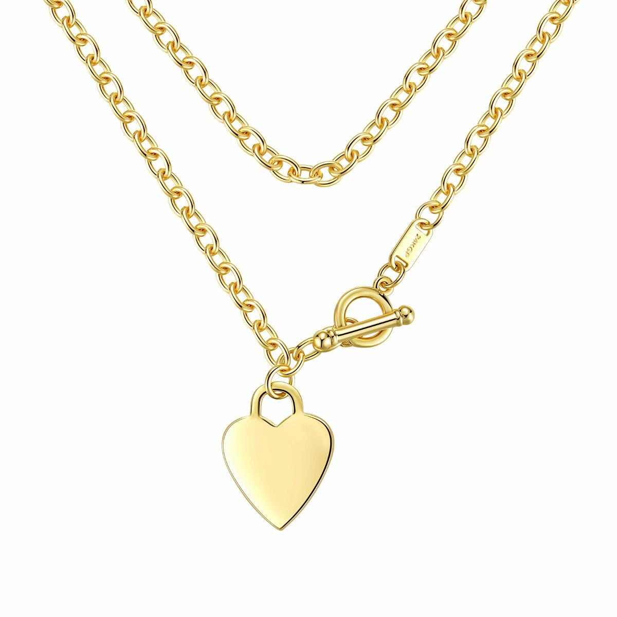 Damen Kette Herz Anhänger “My Love” 24 Karat Gold vergoldet K6052DL DJADEE
