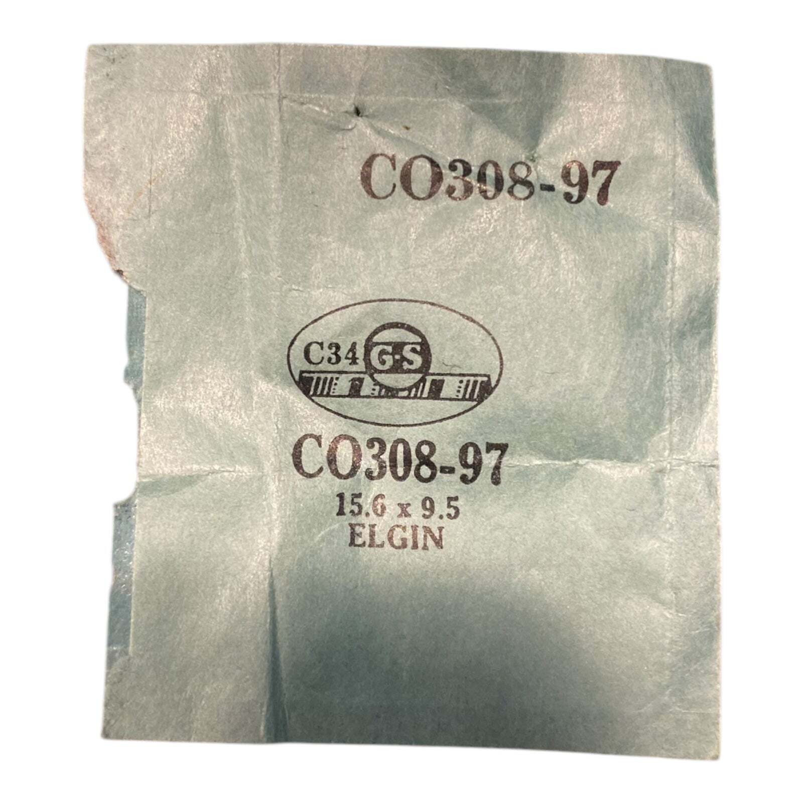 Germanow-Simon Mach (GS) CO308-97 Watch Crystal 15.6×9.5 NOS Part Flexo Elgin