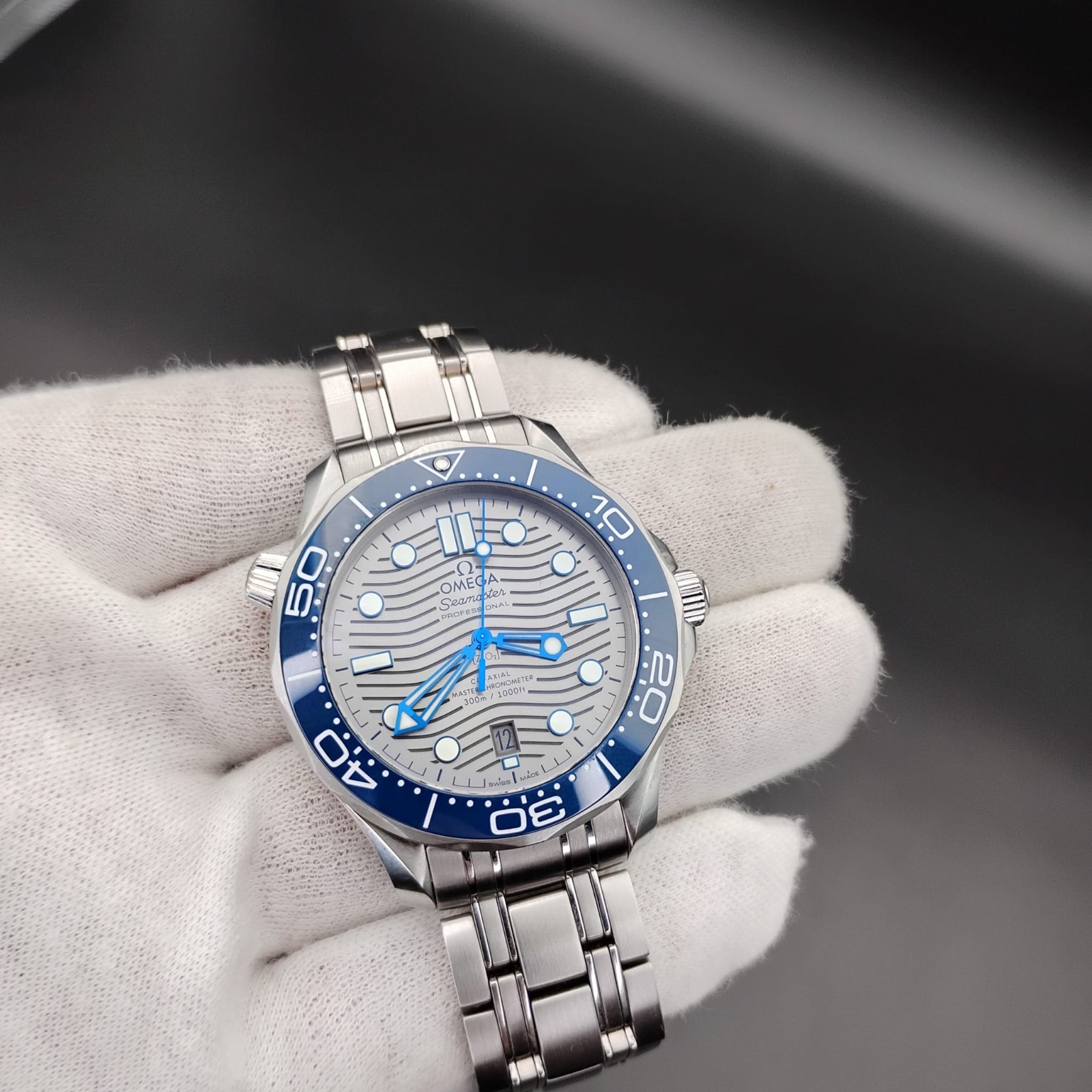 2024 OMEGA Seamaster Diver 300M Blue Gray Steel 42MM 210.32.42.20.06.001 FullSet