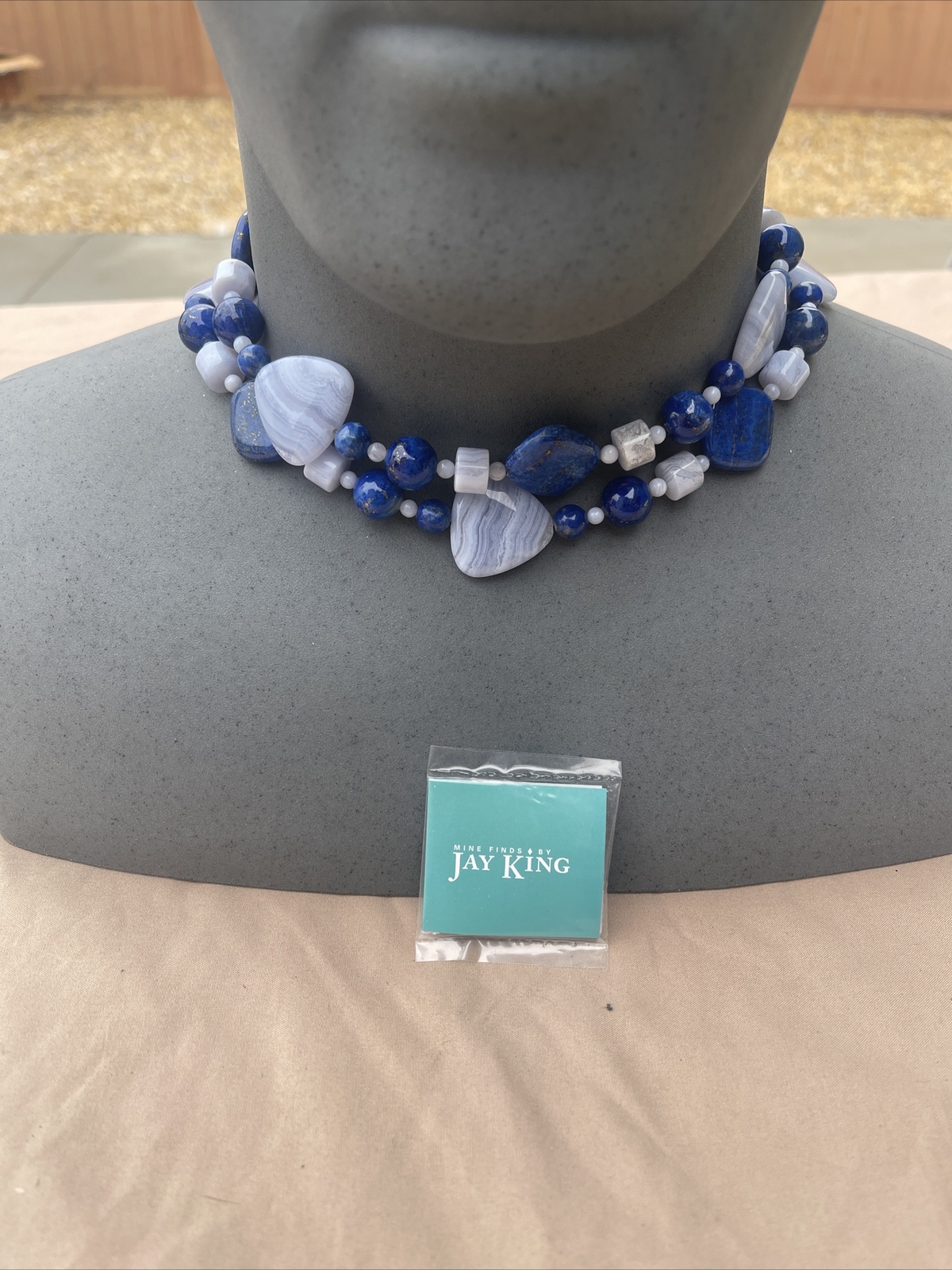 Mine Finds by Jay King DTR Sterling 925 blue lace agate lapis Nexklace 156 Grams
