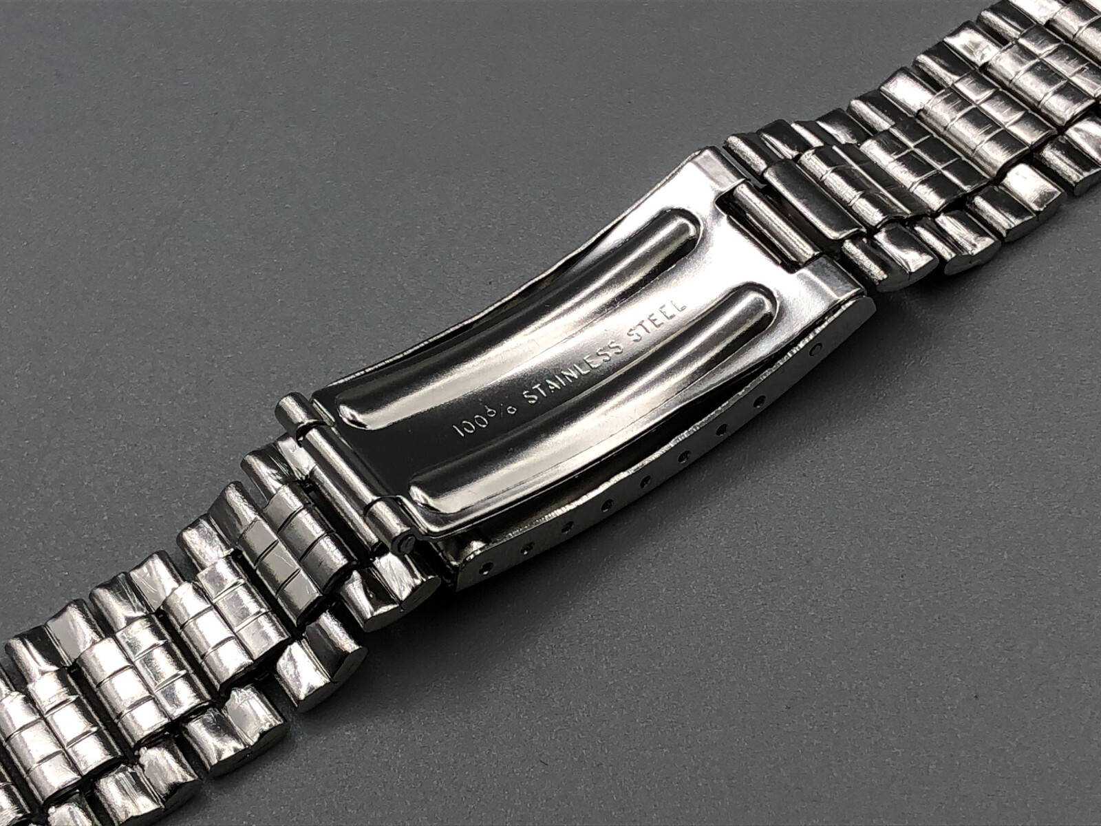 VINTAGE NOS 60s 70s STAINLESS STEEL WATCH CHRONOGRAPH BRACELET 16-22mm