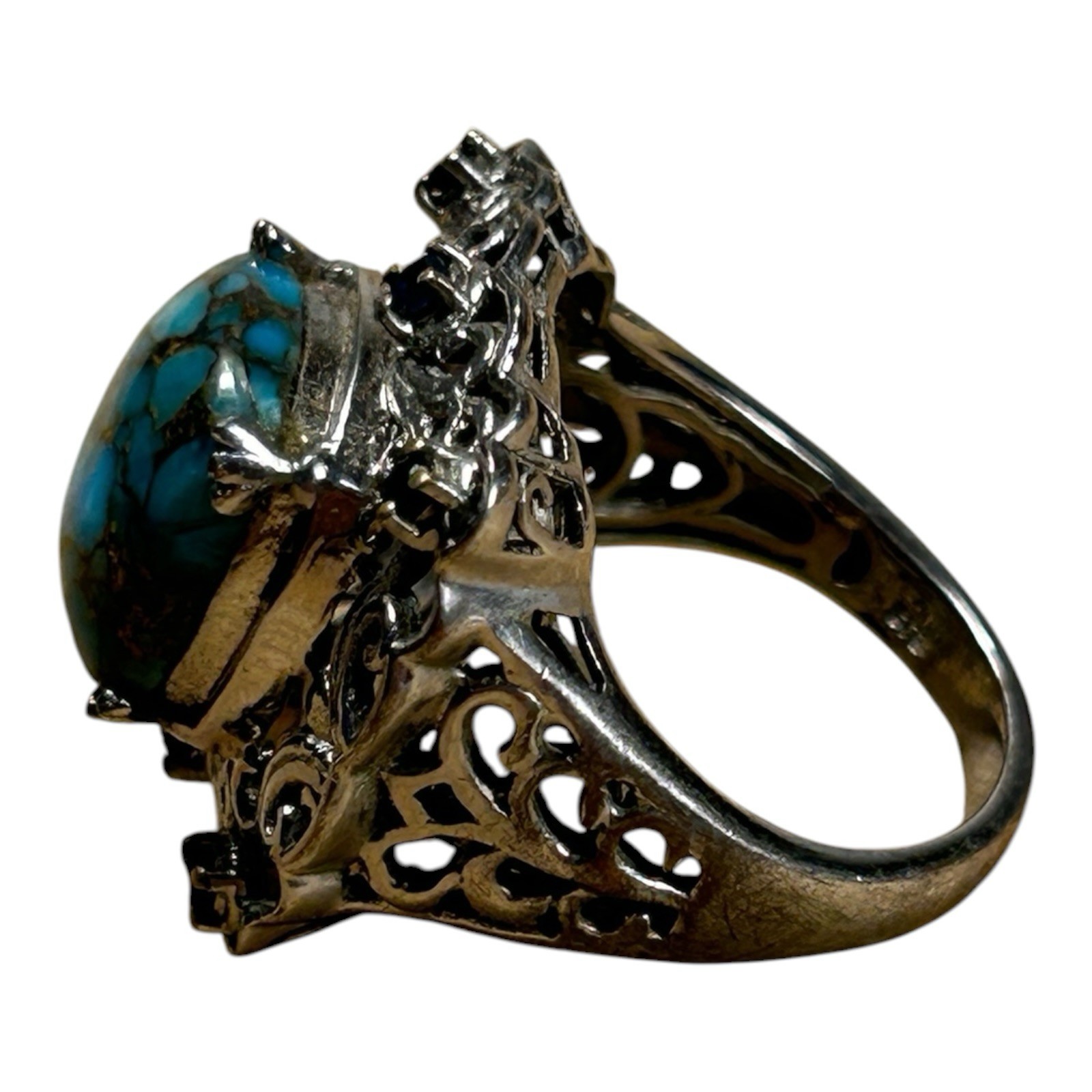 Copper Turquoise Ring Sterling Silver 925 Karis STS Size 7.5
