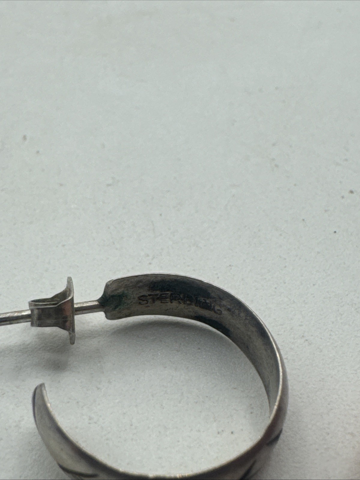 Mitchell Calabaza Vintage Navajo Sterling Silver 925 Stamped Hoop Earrings CLBZ