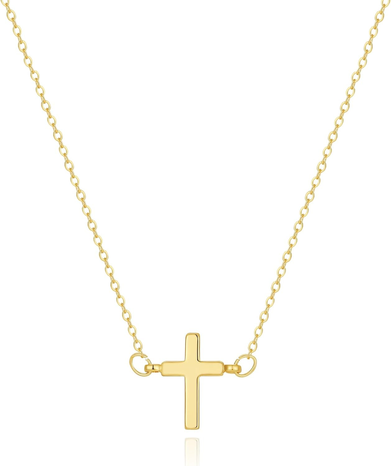 Cross Necklace for Women 14K Gold Silver Plated Sideways Cross Necklace Set Dain