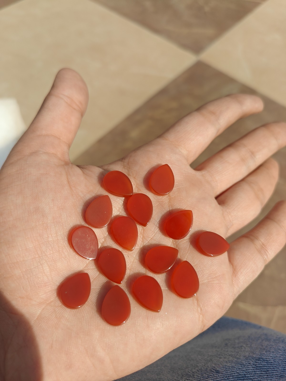 Natural Red Onyx Pear Bothside Flatback 10x14mm To 20x25mm Loose Gemstone
