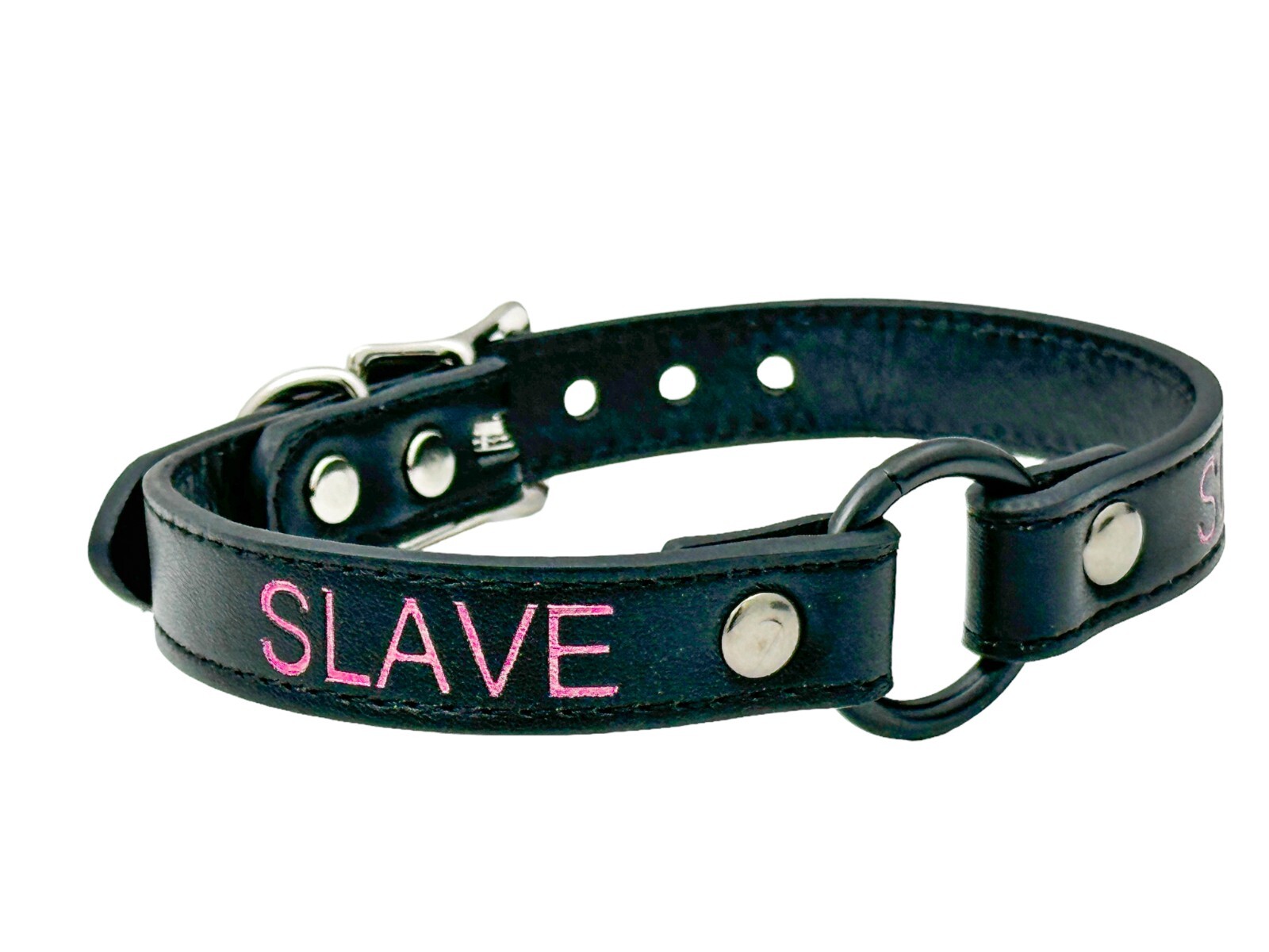 Name Black Ring Choker BDSM Collar Vegan Leather Necklace O Ring Fetish Ball