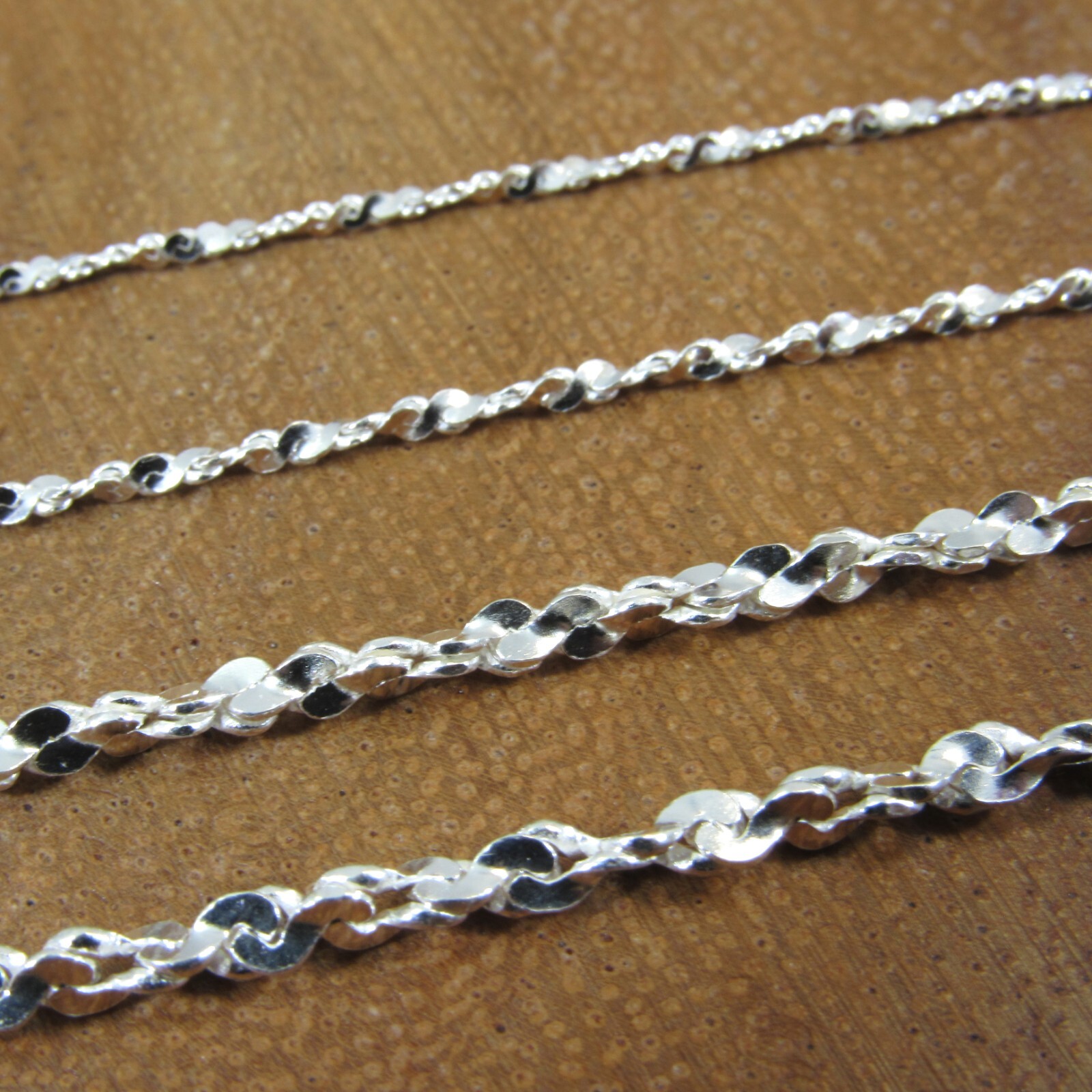 Solid 925 Sterling Silver Women’s Twisted Serpentine Chain Necklace or Bracelet