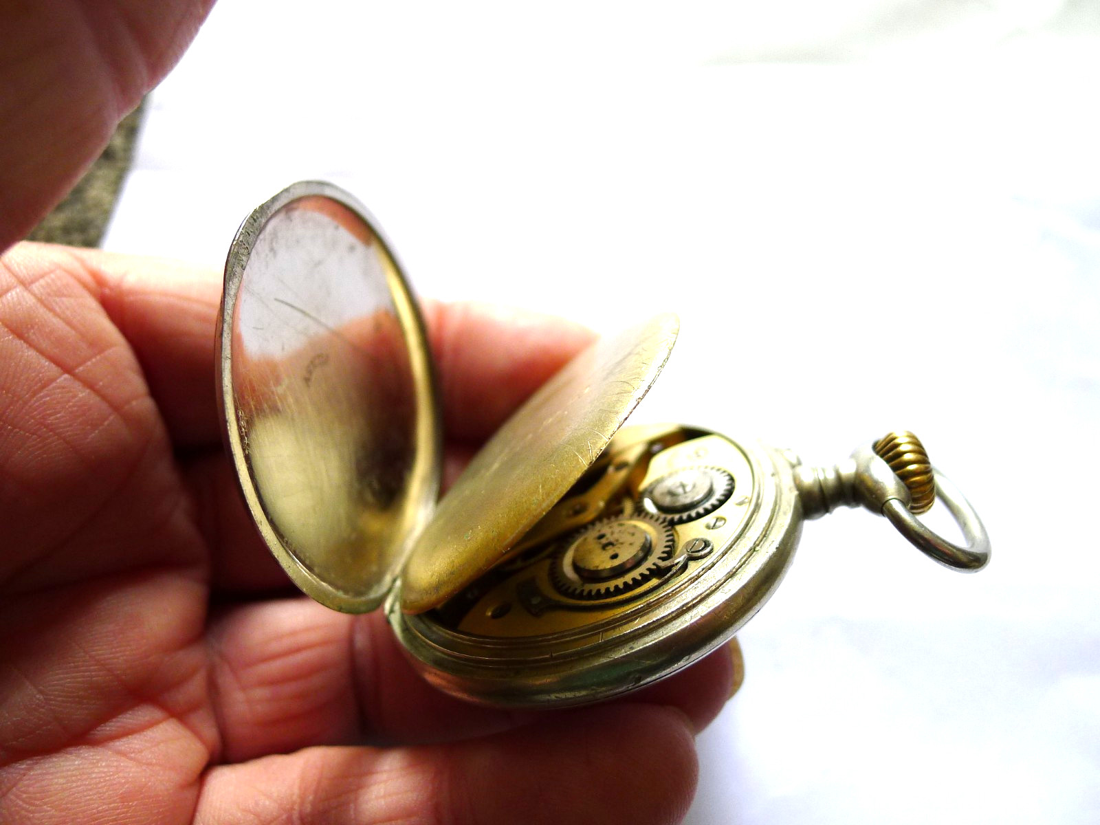 Armida C1900 Nickel White Dialed 48mm Pin Set Pocket Watch. Working. GC