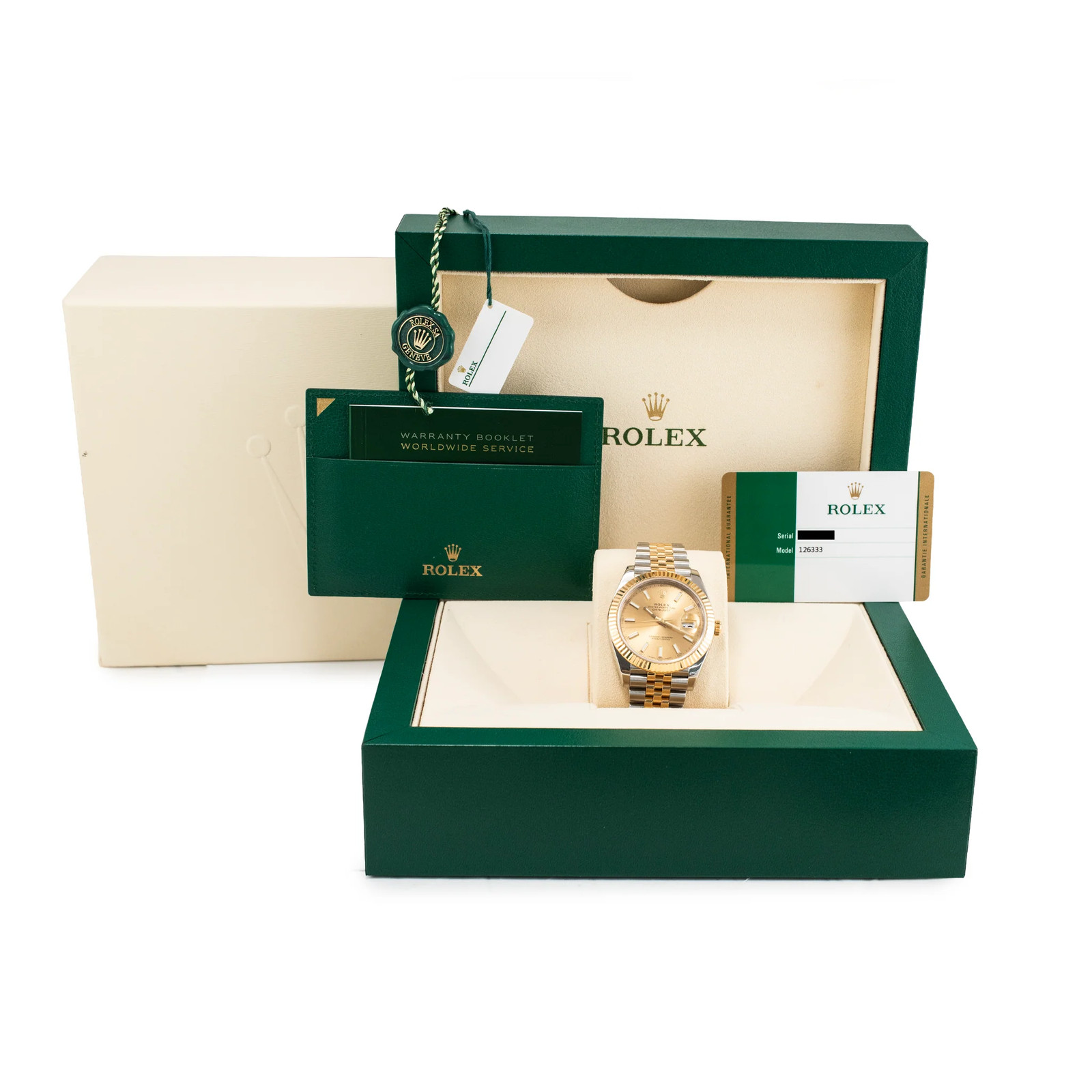 Rolex Datejust 41MM 126333 Champagne Dial Fluted Jubilee Gold Steel Watch
