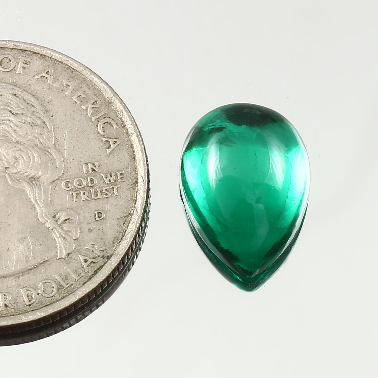 Flat Back Nanocrystal Emerald Pear Cabochon Lab Created Gemstone-(4×5-20x25mm)