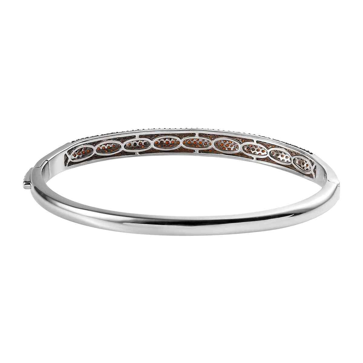 STUNNING!! 3.85ctw Mozambique Garnet Dome Bangle Bracelet Platinum Plated 7.25″