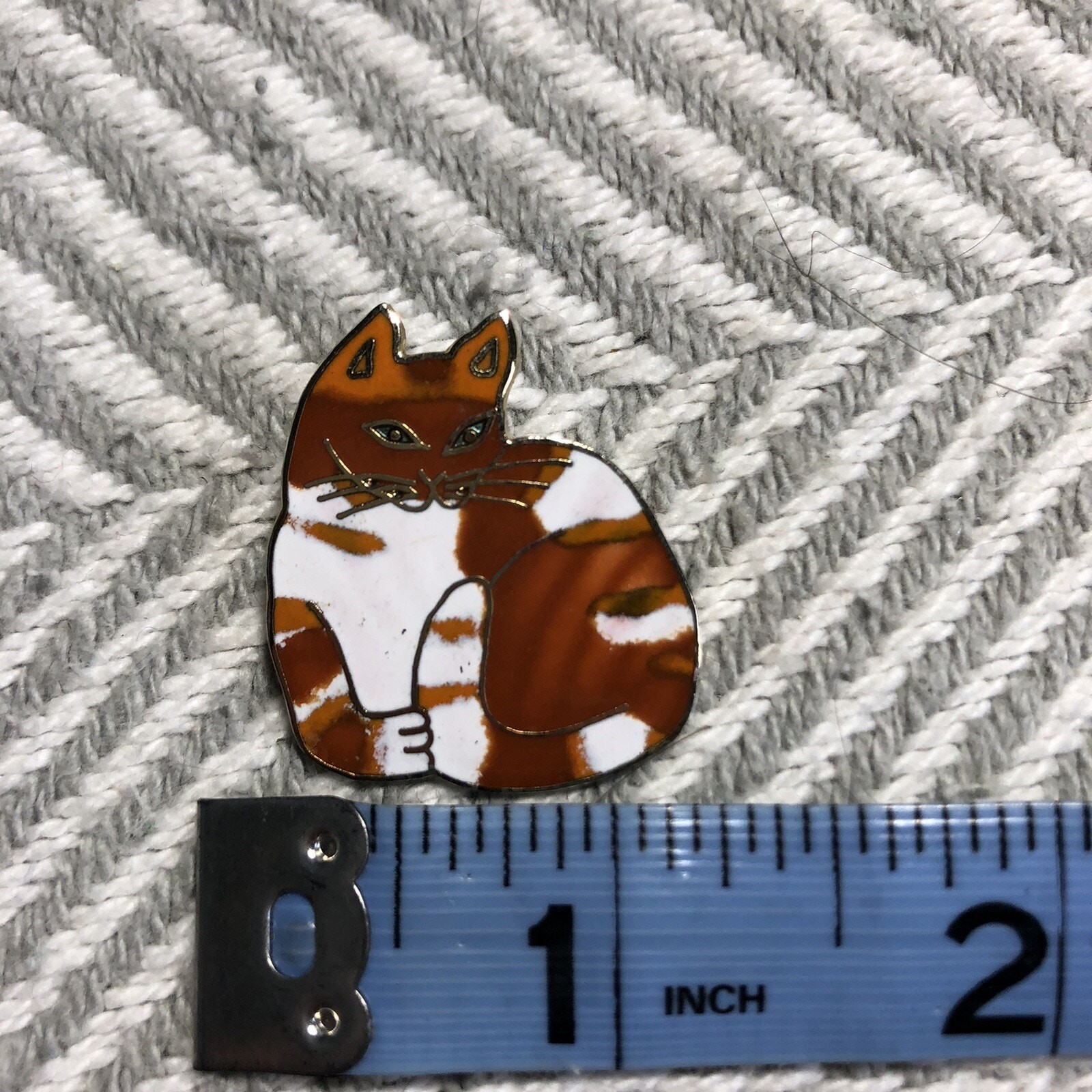 Cat Lapel Pin Enamel Ginger Orange and White Striped 250 Cat Logo Great Vintage