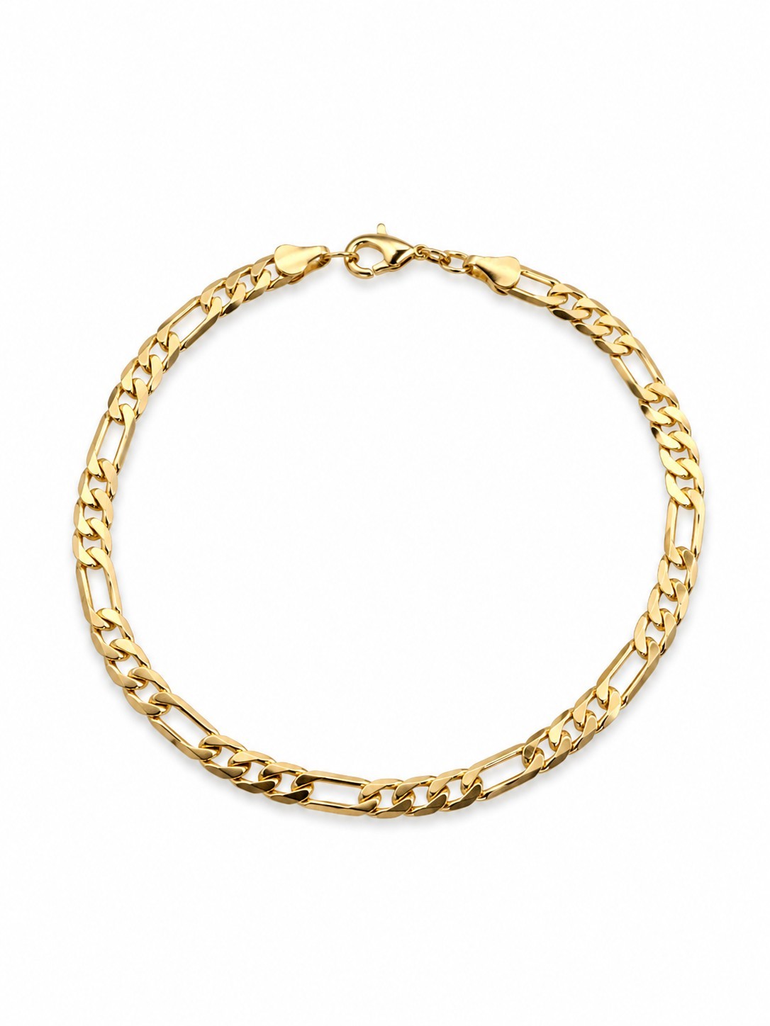 14K Gold Filled Anklet 10″ 5mm Flat 3-in-1 Figaro Chain Women’s Ankle…