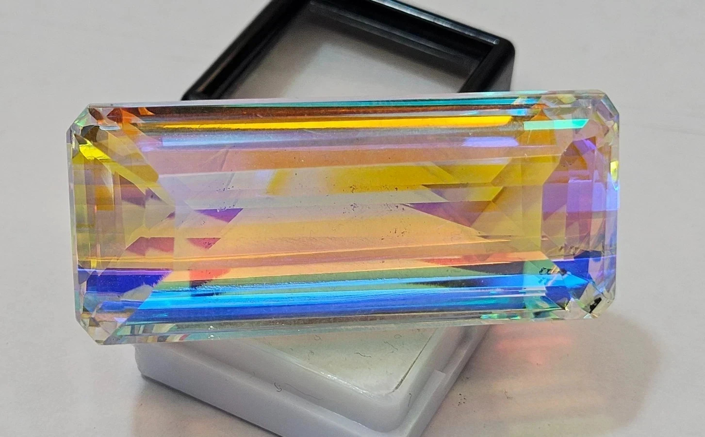 Certified 120 Ct Natural Rainbow Color Emerald Cut Mystic Topaz Loose Gemstone