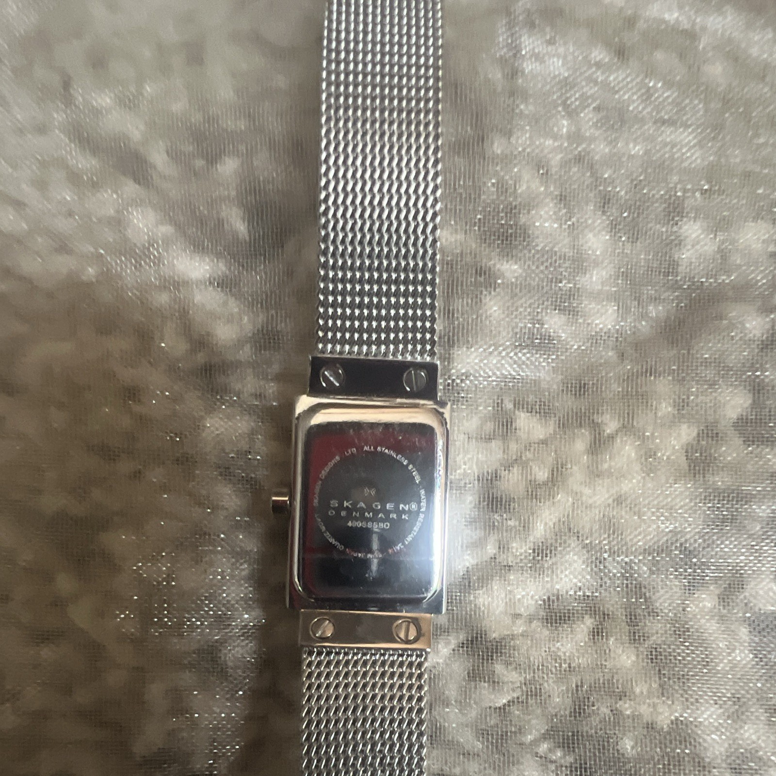 Skagen Women’s Quartz Wristwatch Rectangle Case Black Dial Silver Mesh Band