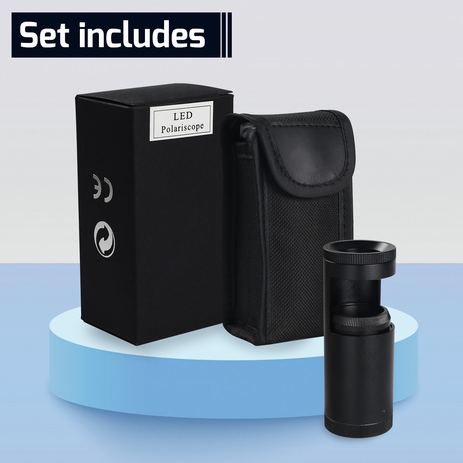 Handheld LED Polariscope 28mm Double Lens Loupe Magnifier for Jewelers & Gems