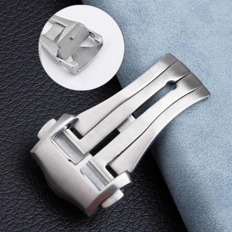For Omega Rubber Watch Strap 18mm 316L Metal Steel Pointed Buckle Clasp