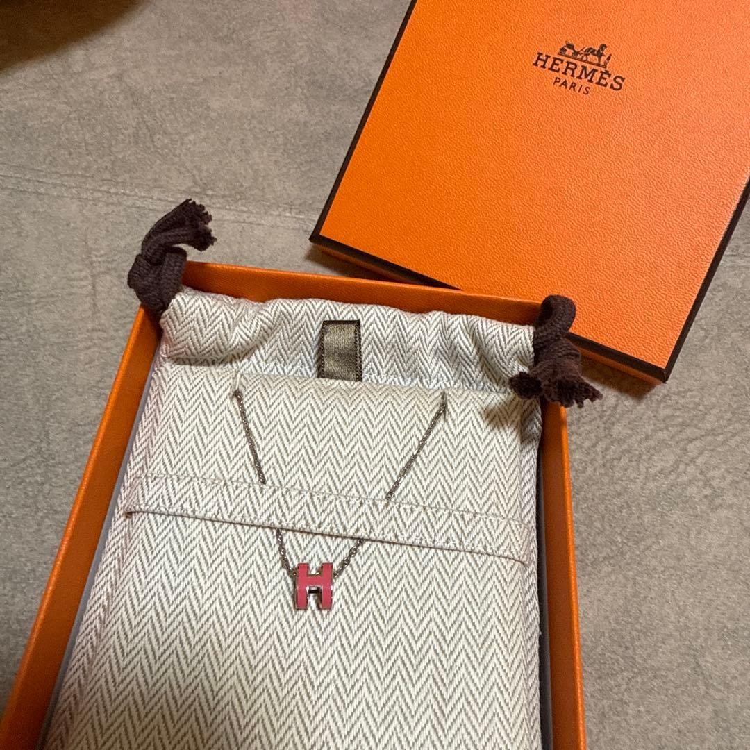 [New and unused] HERMES mini pop h necklace pink