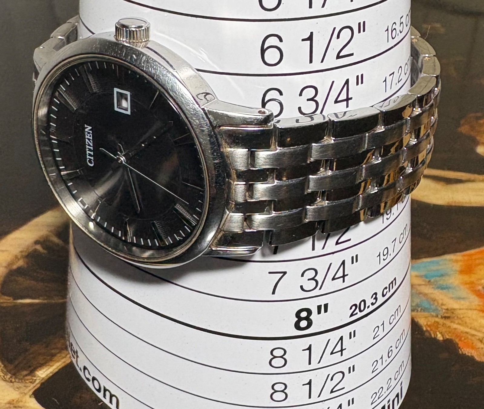 Mens Citizen Eco-Drive Solar-Stainless Steel-Model e111-37mm-Black Dial