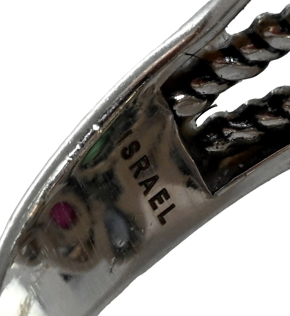 Paz Creations PZ Israel Sterling Silver 925 Ruby Sapphire Emerald Ring! Size 5!