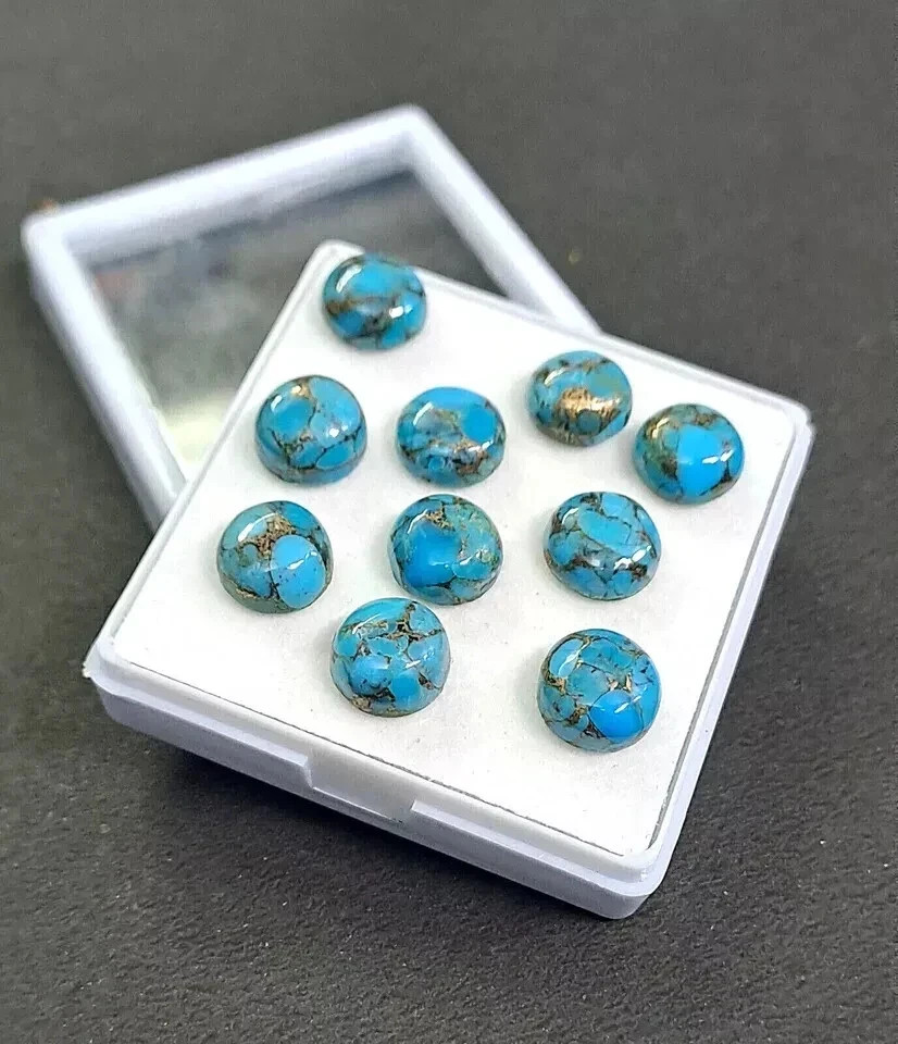 AAA+ Blue Copper Turquoise Smoth Round Shape Loose Gemstone