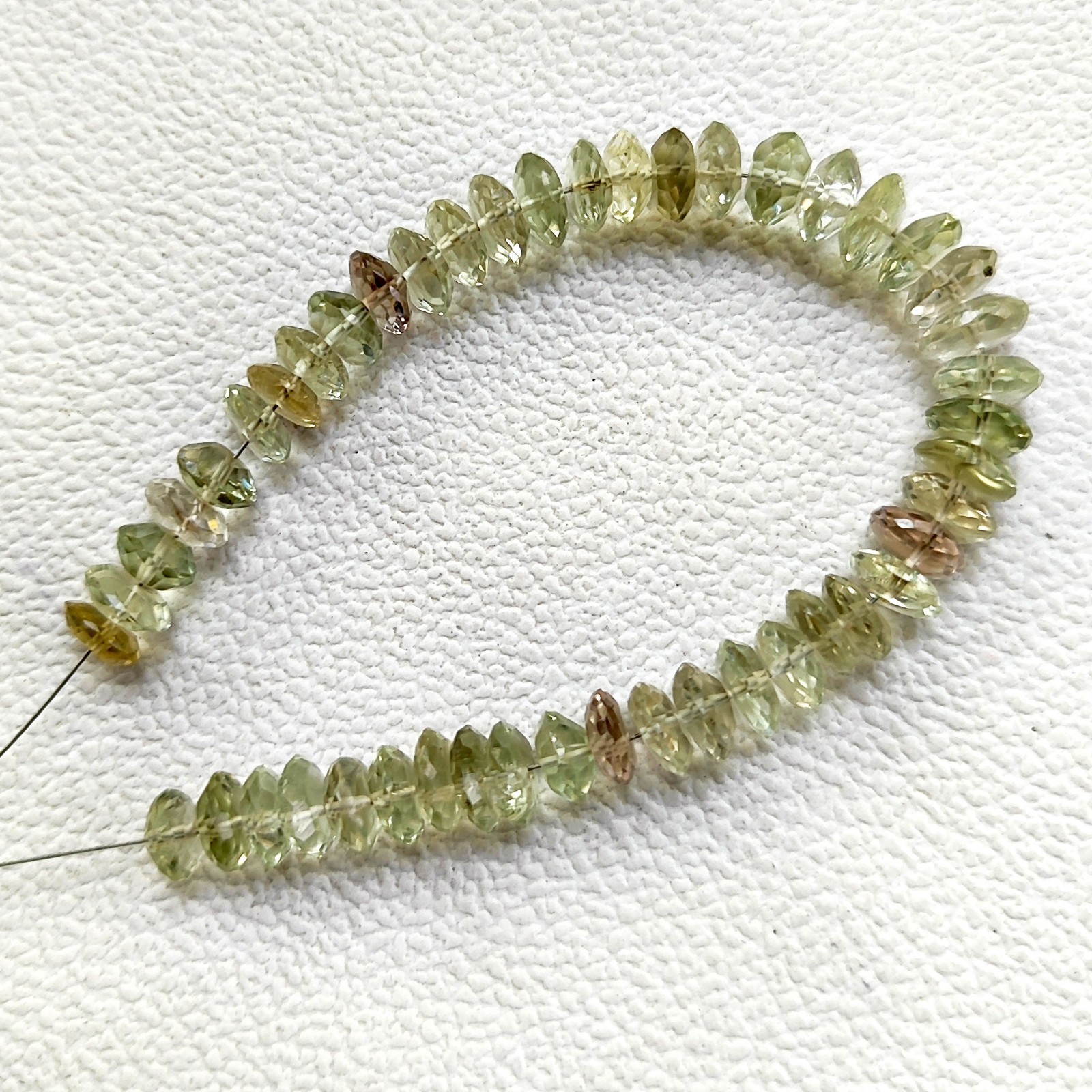 Brazil Green Amethyst Prasiolite Faceted Rondelle Beads 7-8mm 6″ Gem Strand